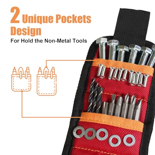 BIG RED Magnetic Wristband - Ultimate 16-MagnetThumb Style Tool Holder for DIYers, Craftsmen, &Home Improvement, ATRCX16R, Torin