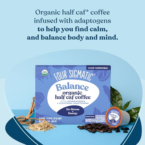 Four Sigmatic Adaptogen Coffee K-Cups | Organic Medium Roast Ground Coffee with Ashwagandha, Eleuthero, Chaga & Tulsi | Fair Trade | Immune Support & Stress Relief | Keto | 24 Count