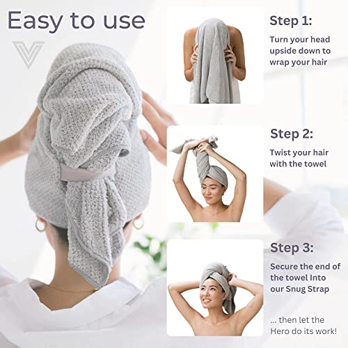 VOLO Hero Capri Blue Hair Towel | Ultra Soft, Super Absorbent, Quick Drying Nanoweave Fabric | Reduce Dry Time by 50% | Large Towel Wrap for All Hair Types | Anti Frizz & Anti Breakage | Microfiber