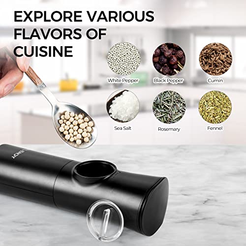 Flendy Gravity Electric Salt and Pepper Grinder Set Rechargeable, Automatic Salt and Pepper Grinder Set with USB C Charging Base, Gravity Salt and Pepper Shakers Set Electric