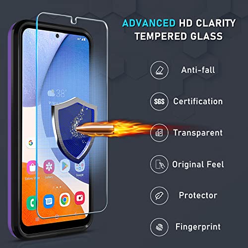Janmitta Compatible with Galaxy A54 5G Case,with 1 Pack Screen Protector+1 Pack Camera Lens Protector,Shockproof Full Body Phone Cover,Built in Finger Ring Holder Kickstand,2023 Lavender