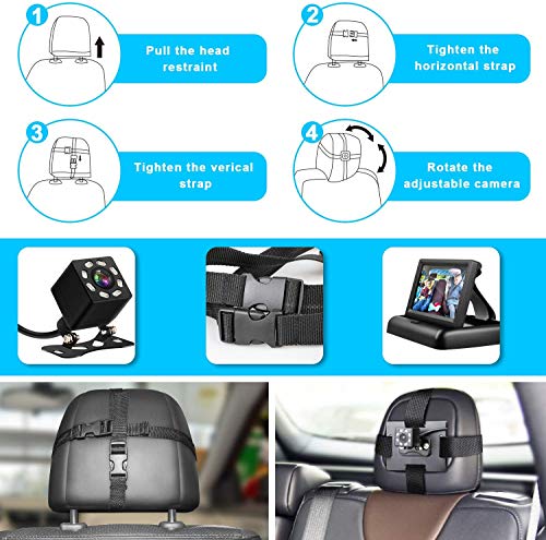Shynerk Baby Car Mirror, 4.3'' HD Night Vision Function Car Mirror Display, Safety Car Seat Mirror Camera Monitored Mirror with Wide Crystal Clear View, Aimed at Baby, Easily Observe The Baby’s Move