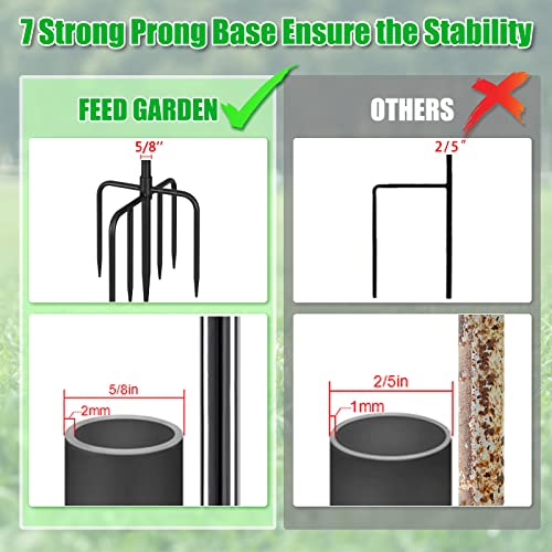 FEED GARDEN Adjustable Outdoor Shepherds Hook Bird Feeder Pole with 7 Prongs Base, 60 Inch Tall Heavy Duty Shepard Hook Stand for Hanging Bird Feeders, Plant Baskets, Black (1 Pack)