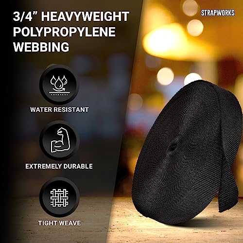 Strapworks Heavyweight Polypropylene Webbing - Heavy Duty Poly Strapping for Outdoor DIY Gear Repair, 3/4 Inch x 50 Yards, Pacific Blue