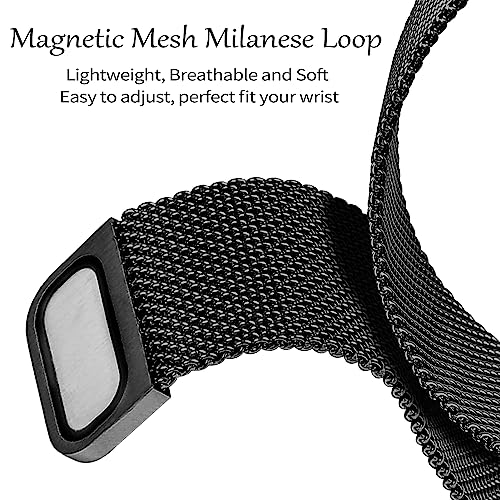 JOYOZY Magnetic Band Compatible with Apple Watch Band 38mm 40mm 41mm 42mm 44mm 45mm Milanese Strap with Bling Case and Screen Protector, Dressy Stainless Steel iWatch Loop for Women (Black 38mm)