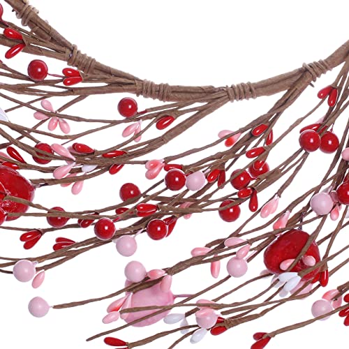 LLZLL Valentine’s Day Wreath,15 Inches Valentine’s Day Wreaths for Front Door Pink Red Heart Berry Wreath for Valentine’s Day Wedding Decor (Red/Pink/White)