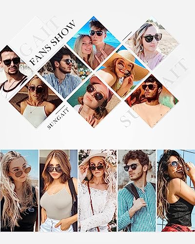 SUNGAIT Vintage Round Sunglasses for Women Men Classic Retro Designer Style SGT567OFKQCPG
