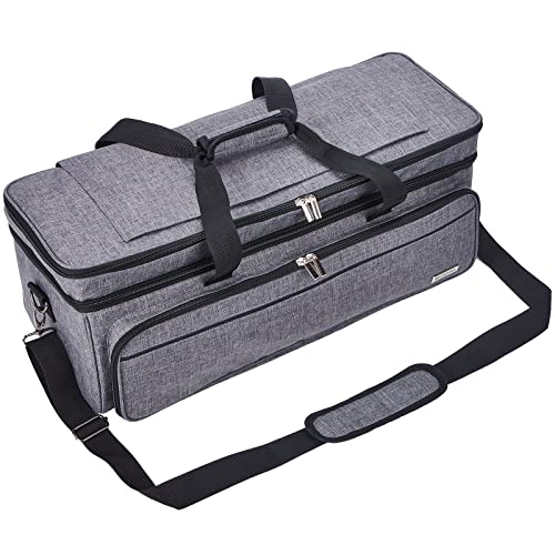 NICOGENA Double Layer Carrying Case with Mat Pocket for Cricut Maker 3, Explore 3, Multi Large Front Compartments for Tools, Accessories and Supplies, Grey