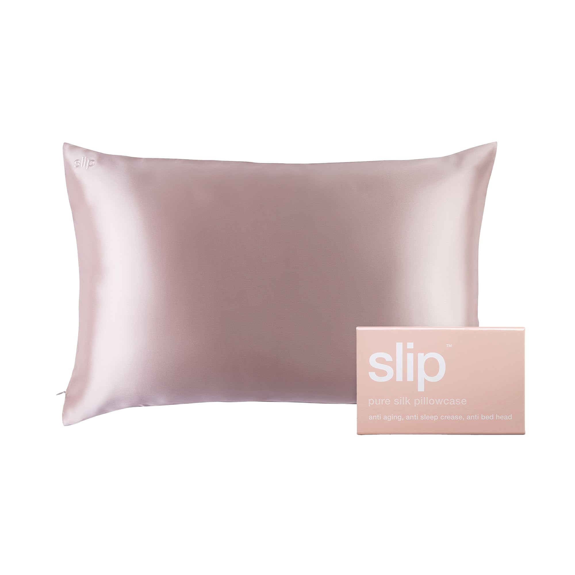 Slip Queen Silk Pillow Cases - Queen Size Standard Pillow Case, Pink (20" x 30")