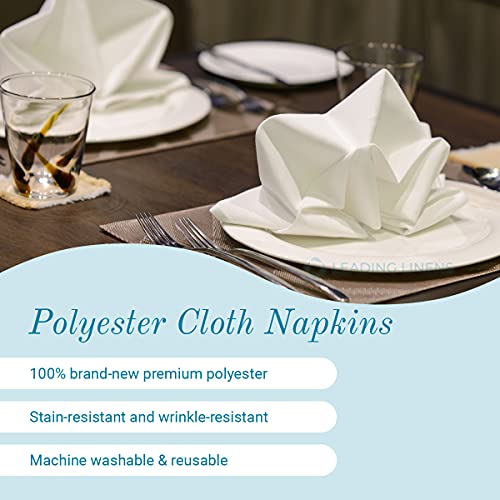 Polyester Cloth Napkins - Washable Soft Table Linens - Durable & Elegant for Dining, Restaurants, Weddings, Events, Rentals, Banquets, & Parties - Premium Quality Set of 150, White, 20"x20"