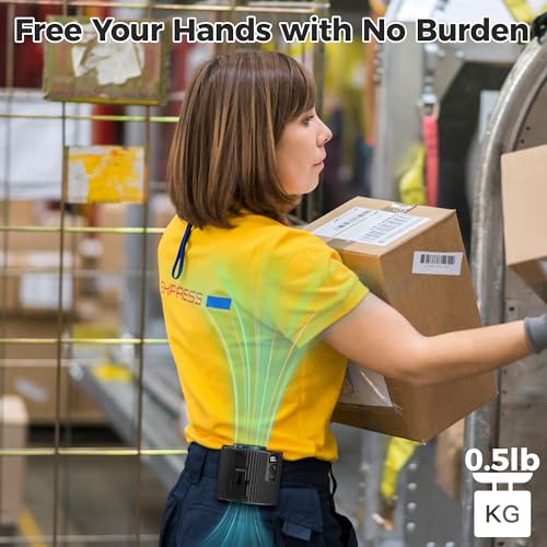 Portable Waist Fan - Hands-free Cooling Fan for Jobsite, 20H Run Time, 5 Speeds Battery Fan, Wearable Personal Neck Fan with Dual Clip, Stand, Lanyard, Suitable for Outdoor Activities and Work (Black)
