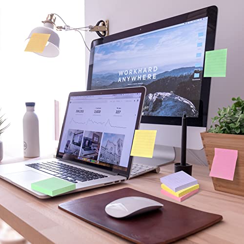 Pop Up Sticky Notes 3x3, Easy Post Pop Up Notes Refill, Lined Accordion Style Self-Sticky Note Pads,600 Sheet Assorted Color Sticky Notes with Lines, School & Office Accessories