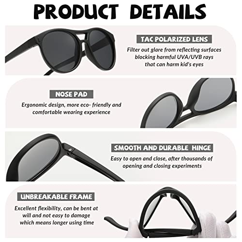 DUCO Sunglasses for Kids Boys Girls UV Protection Vintage Flexible Safety Polarized Sun Glasses with Strap DK030