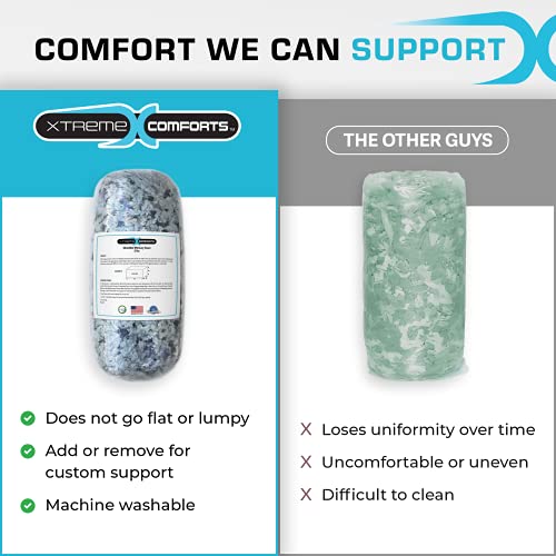 Xtreme Comforts 5 LBS Bean Bag Filler w/Shredded Memory Foam - Pillow Stuffing Material for Couch Pillows, Cushions, Bean Bag Refill Filling, & More Poly Fil/Polyfill Stuffing Needs (5 Pounds)