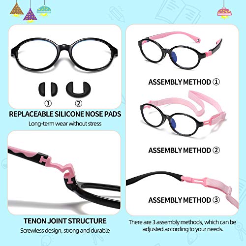 DUCO Blue Light Blocking Glasses for Kids Boys Girls Gaming Computer Glasses for Kids Age 5-10 K026
