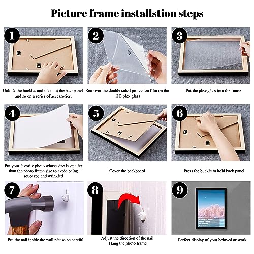 10x14 inch Wood Picture Frames for Wall Hanging,Diamond Painting Frames Rectangle Baby Scan Picture Frame for Family Walls Decoration,Anniversary,Wedding,Christmas,Halloween,Shower,Certificate (Black)