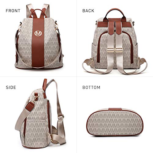 MKP COLLECTION Women Fashion Backpack Purse Multi Pockets Anti-Theft Rucksack Travel Shoulder Bag Handbag Set 2pcs