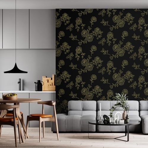 Amiya White and Black Peel and Stick Wallpaper Floral Removable Contact Paper Boho 17.3" X 120" Self Adhesive Vinyl Wall Paper for Cabinets Bedrooms Living Room