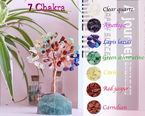 7 Chakra Healing Crystal Tree Natural Gemstone Crystals Stone Base Copper Wire Tree Life Money Trees for Home Office Desk Room Bookshelf Decor Reiki Spiritual Energy for Womem Men