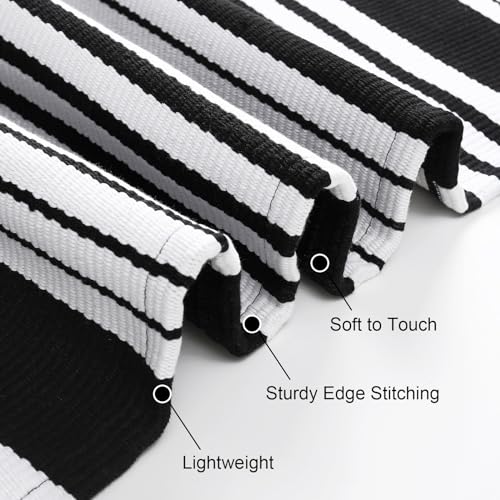 Ailsan Black and White Striped Rug Doormat 24"x35", Washable Black Front Door Mats, Woven Outdoor Porch Rug for Layered Kitchen/Farmhouse/Home Entrance