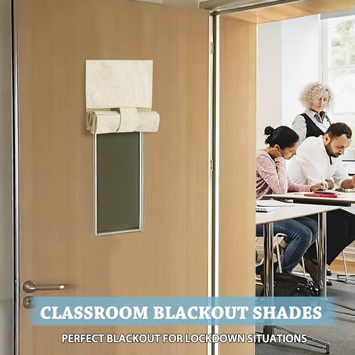 RYB HOME French Door Blinds 80 inch Length, Room Darkening Energy Smart Window Curtains for Patio French Door Window, W34 x L80 inch, Beige, 1 Panel
