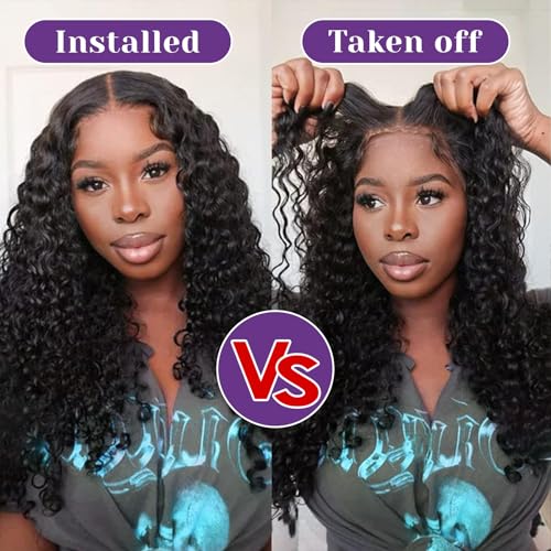 MOONYE 30 Inch Curly Lace Front Wig Human Hair 13x4 HD Transparent Lace Frontal Wig 200% Density Pre Plucked With Baby Hair Glueless Deep Curly Wigs Human Hair For Black Women Natural Color