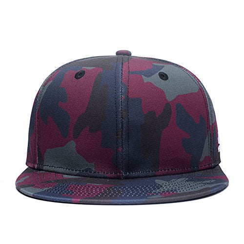 Unisex Camouflage Baseball Cap,Classic Army Camo Adjustable Snapback Flat Bill Brim Trucker Hat Red Green Blue