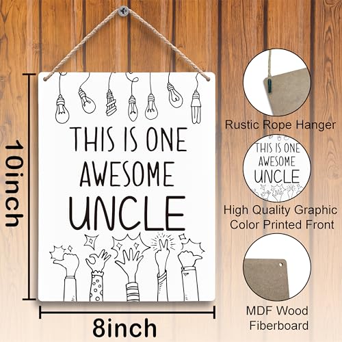 FUGWN This is One Awesome Uncle Wooden Signs 8x10, Uncle Gifts, Best Uncle Gifts, Uncle Uncles Gifts Gift from Niece Nephew, Gifts for Uncle Home Room Wall Decor