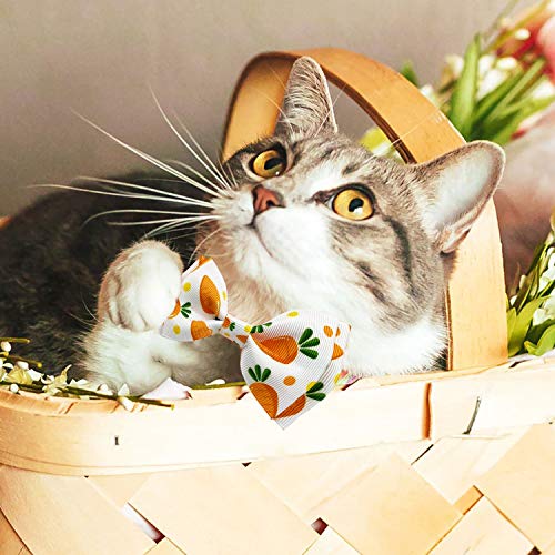 Easter Dog Collar with Bow Tie, Holiday Bunny Carrot Collar for Small Medium Large Dogs (Hoppy Hour/Pink, Small)