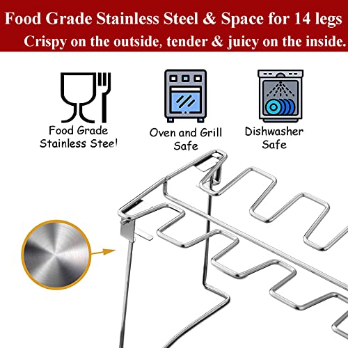 Triceratops Chicken Leg and Wing Rack, 14 Slots BBQ Chicken Drumsticks Holder Stainless Steel Roaster Stand for Smoker Grill, Oven, Charcoal Grill