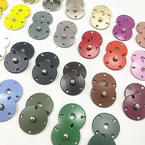 5Pcs/Set Snap Buttons Metal Buckle Buttons Invisible Buckle for Coat Clothing Sewing Accessories (#13 White, 15mm)