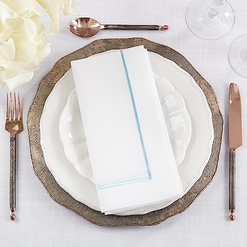 Saro Lifestyle Embroidered Line Design Napkins (Set of 4), Sapphire, 20"