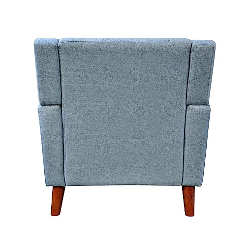 Christopher Knight Home Alisa Mid Century Modern Fabric Arm Chair, Blue and Walnut