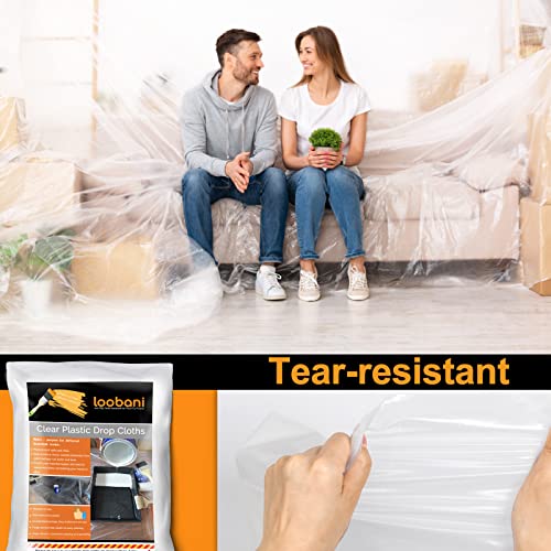 10 Piece Painter Plastic Drop Cloths Sheet,Waterproof Anti-dust Cover,9x12 Feet Disposable Tarp for Painting for Couch/Furniture Cover