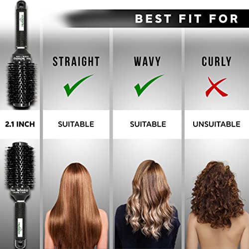 Herbishh Ceramic Thermal Round Brush for Blow Drying, Professional Heat Resistant & Anti Static Round Ionic Hair Brush Design, Nylon Teeth & Bristles (32), White, 1 Count