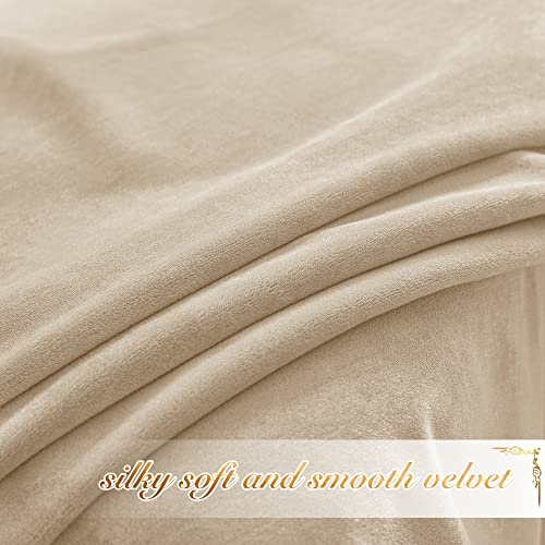 NICETOWN Room Darkening Greyish Blue Velvet Curtains, Rod Pocket Super Soft Thick Panels, Cold Resistant Drapes for Infant Room and Nursery (2 Panels, 96 inches Long)