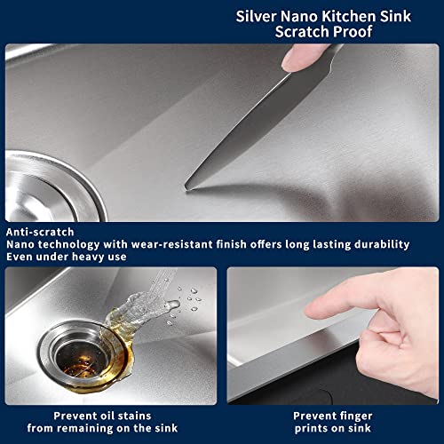 ATTOP 30 Inch Single Bowl Undermount Kitchen Sink,Nano Coating Stainless Steel Handmade Undermount Single Bowl Sink