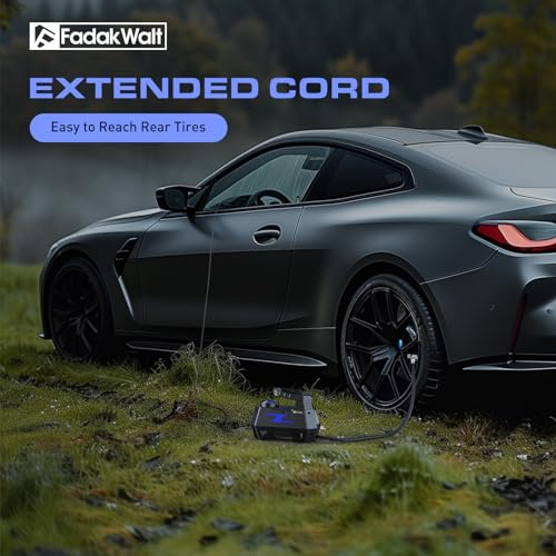 FADAKWALT Tire Inflator Portable Air Compressor, DC 12V Tire Air Pump with LED and 150PSI Digital Pressure Gauge, Portable Tire Inflator for Car Tires, Motorcycles, Bike, Ball (Yellow)