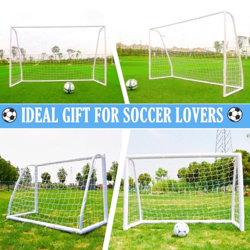 KATARUS Soccer Goal 12x6FT/10x6.5FT/8x6FT/8x5FT/6x4FT Outdoor Soccer Net Goals for Backyard with Weatherproof UPVC Frame & Ground Stakes Portable PVC Soccer Goal Post for Kids Adults & Youth Training