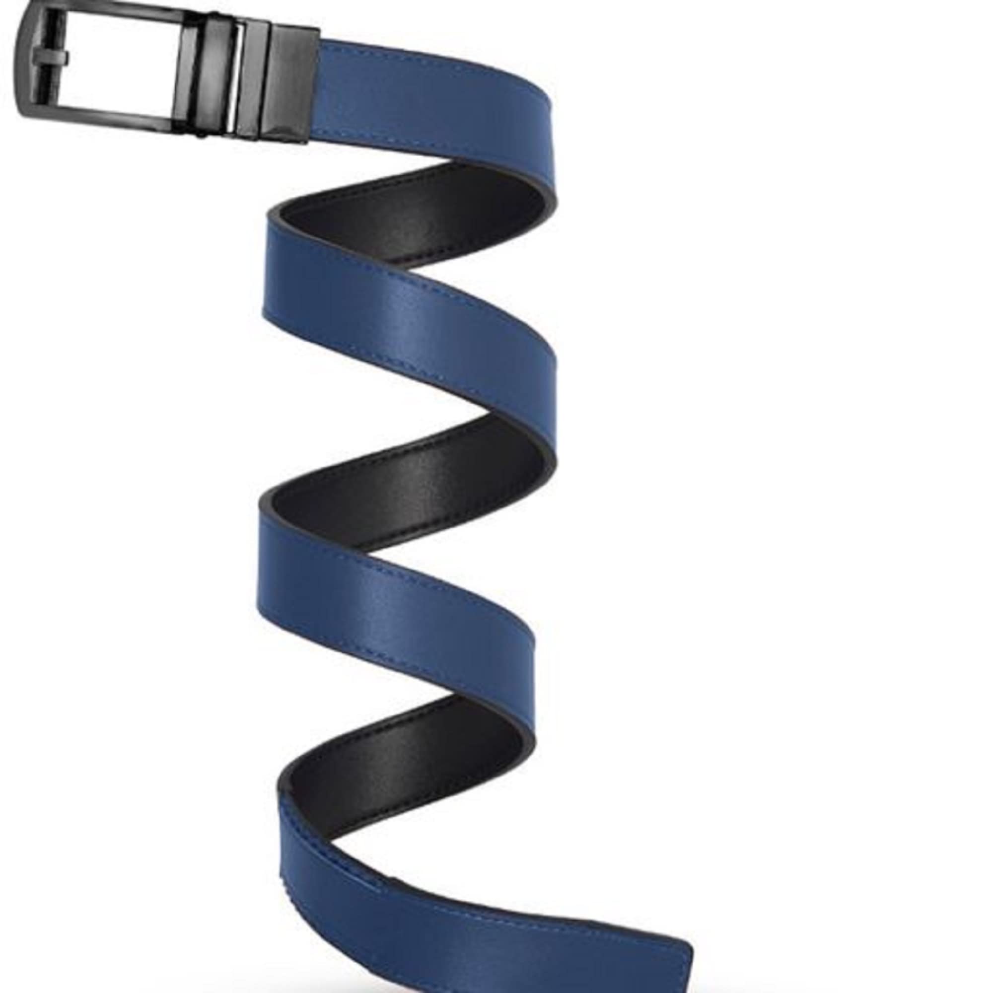 Mark Fred Leather Reversible Ratchet Belt (Black/Navy, One Size - Up to 51), Mens Belt