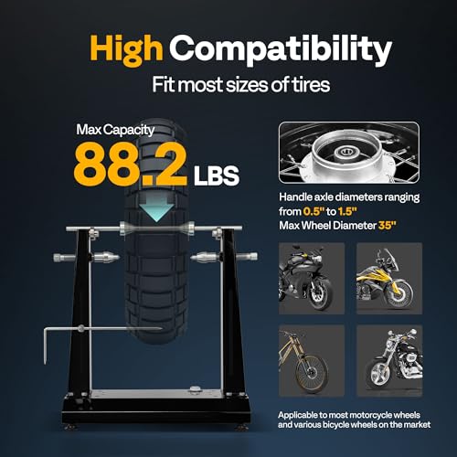 VIVOHOME Motorcycle Wheel Balancer & Truing Stand, Spin Static Truing Stand and Tire Balancing Tool for Most Motorcycles and Sport Dirt Bikes with Adjustable Centering Cones, and Truing Pointer, Black