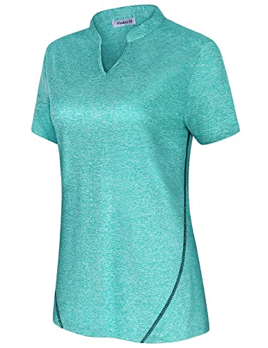 Vldnery Women Golf Polo Shirts Short Sleeve Moisture Wicking Workout Yoga Tennis Plus Size Tshirt(4XL) Grey