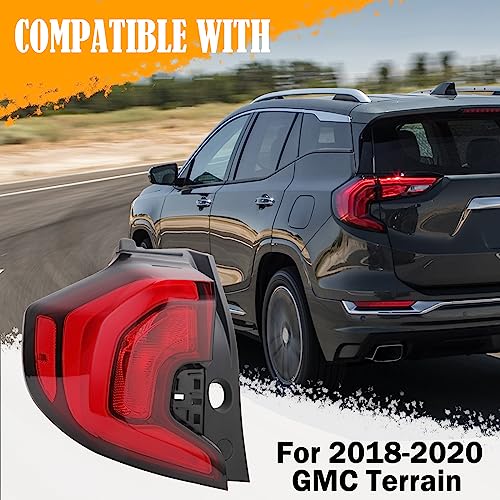 JSKAPA Left Tail Light Assembly Compatible with 2018 2019 2020 GMC Terrain Rear Brake Lamp Driving Lights Driver Side Outer