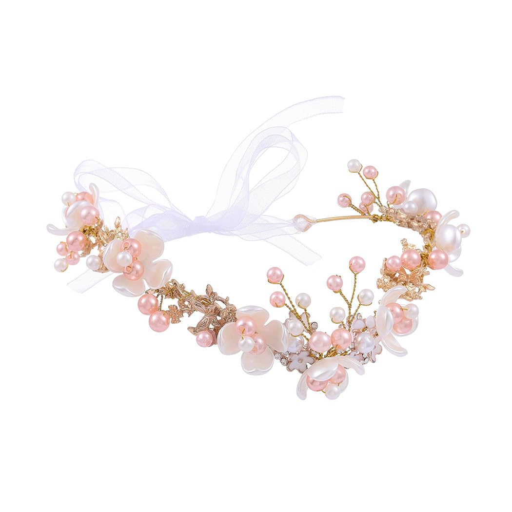 Campsis Flower Fairy Headband Gold Elf Forest Hair Bands Crystal Elven Headpiece for Women and Girls