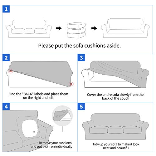 MAXIJIN 3 Piece Couch Covers for 2 Cushion Couch loveseat Cover, Stretch Love Seat Sofa Slipcovers for Dogs Pet, Thick Furniture Protector with 2 Seat Cushion (55"-69", Wine Red)