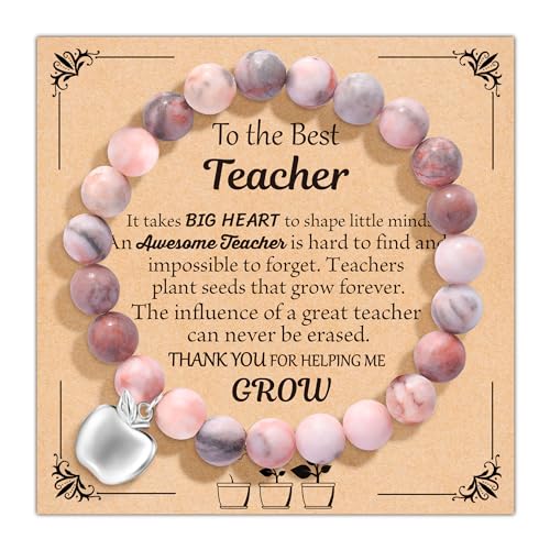 U-Zomir Teacher Appreciation Gifts for Women, Teacher Gifts Natural Stone Bracelet with Message Card for Appreciation Week Christmas Valentines from Student