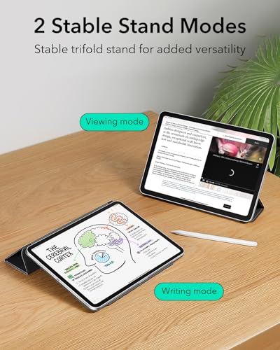 ESR for iPad Pro 11 Inch Case (2024, 5th Gen), Powerful Magnetic Attachment, Slim Trifold Stand Case, Supports Pencil Pro and Pencil(USB-C), Durable Protection, Rebound Series, Black