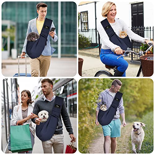 CUBY Dog and Cat Sling Carrier - Small Dog Carrier Sling with Adjust Strap & Zip Pocket, Hands Free Soft Dog Slings for Small Dogs Cats Puppy Pets Outdoor Travel Safety Purse Bag (Black)