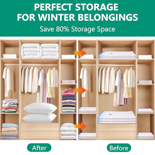 Morecoo Vacuum Seal Bags for Clothing,10 Pack Vacuum Storage Bags (5 Jumbo/5 Large) with Electric Pump,Packing Cubes Compression Space Saver for Comforters,Blankets - Travel Essentials