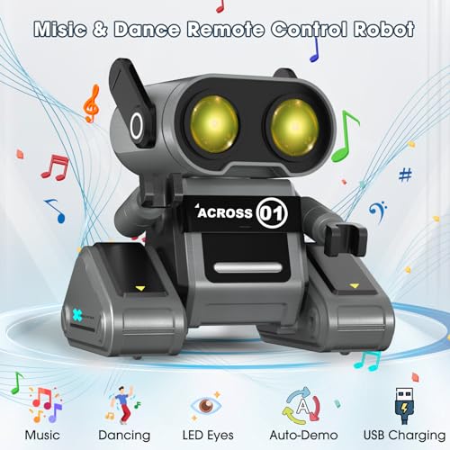 OYMMENEY Robot Toys, Rechargeable Remote Control Robot Toys, Kids RC Robots with LED Eyes, Flexible Head & Arms, Dance Moves and Music, Toys for 3 4 5 6 7 8 Year Old Boys Girls Birthday Gift